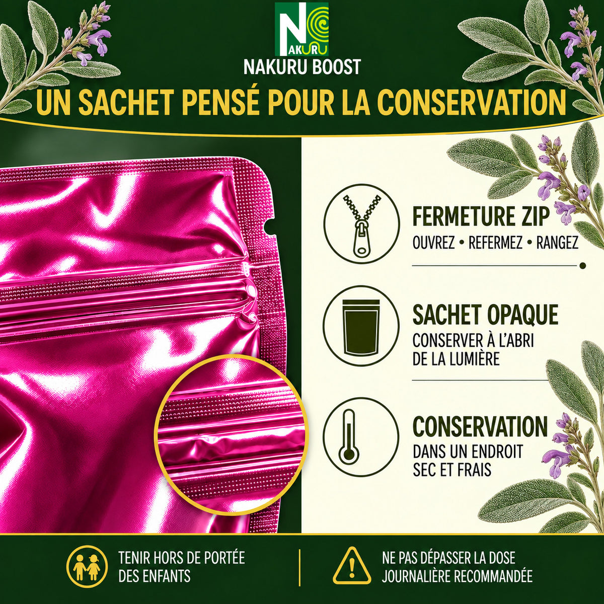 NAKURU Sauge — 500 gélules — Conservation