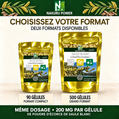 NAKURU Saule Blanc — 500 gélules — Comparatif formats