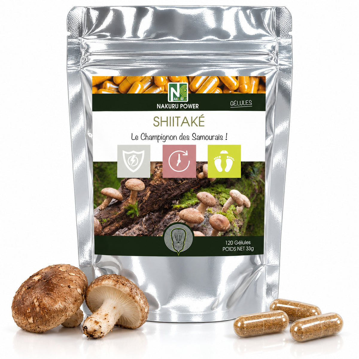 NAKURU Shiitaké — 120 gélules — Packshot