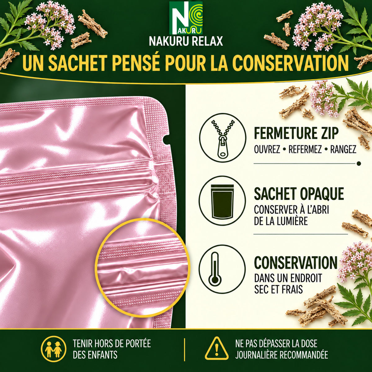 NAKURU Valériane — 500 gélules — Conservation