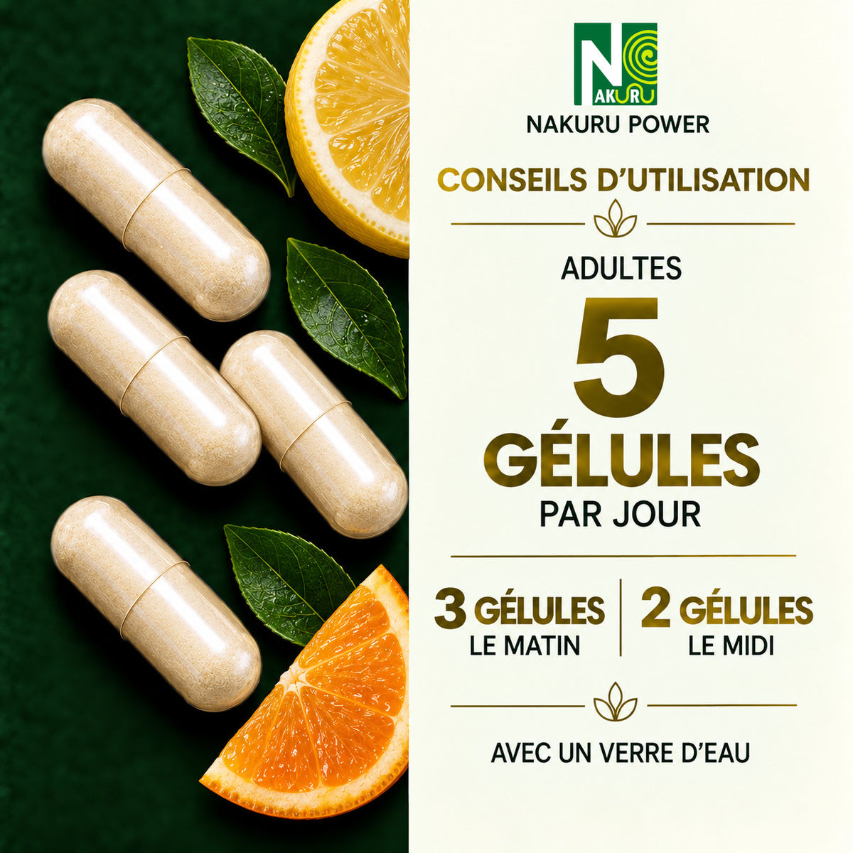 NAKURU Vitamine C Liposomale — 500 gélules — Dosage