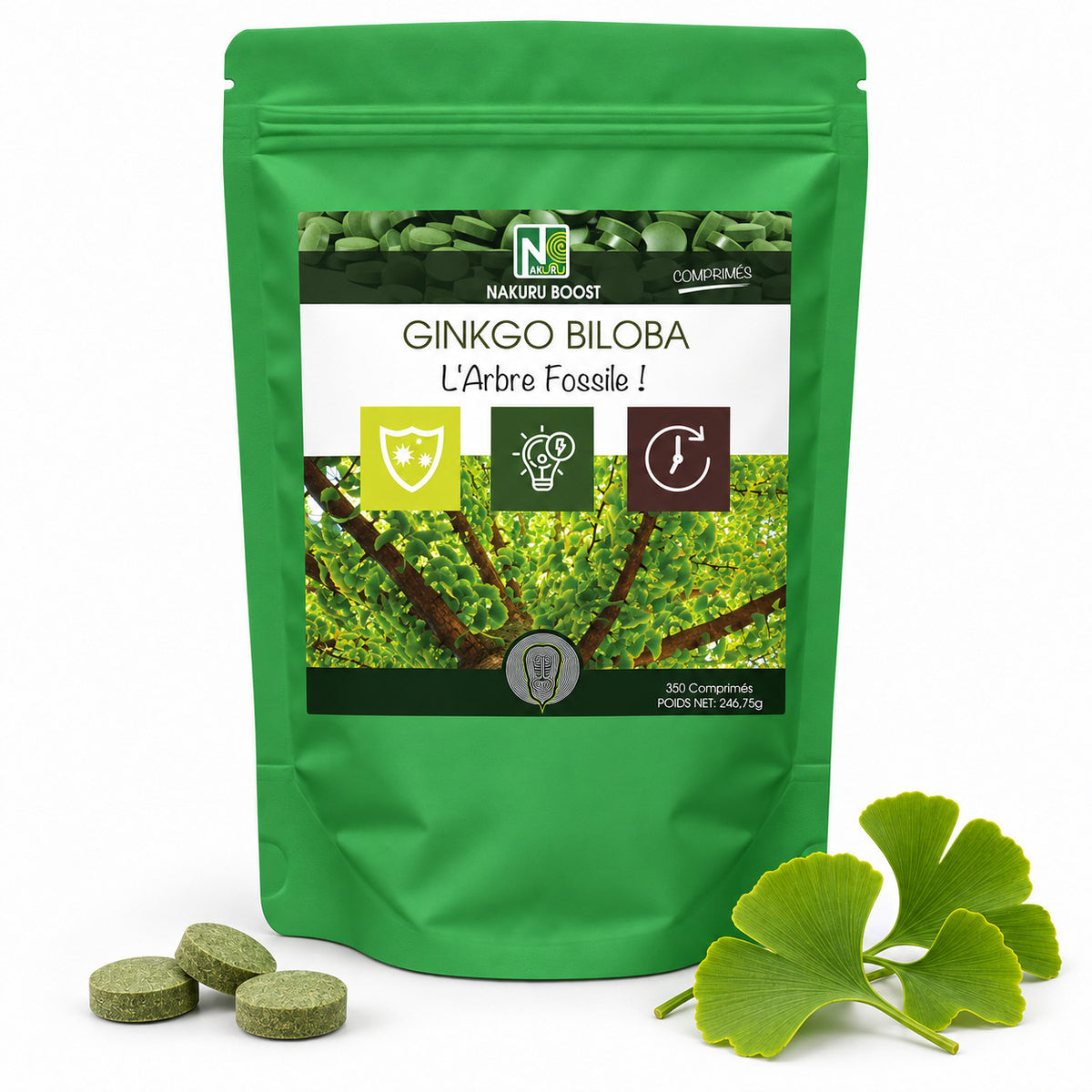 NAKURU Ginkgo Biloba — 350 comprimés — Packshot