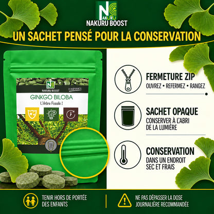 NAKURU Ginkgo Biloba — 350 comprimés — Conservation