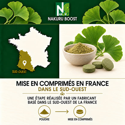 NAKURU Ginkgo Biloba — 350 comprimés — Fabrication