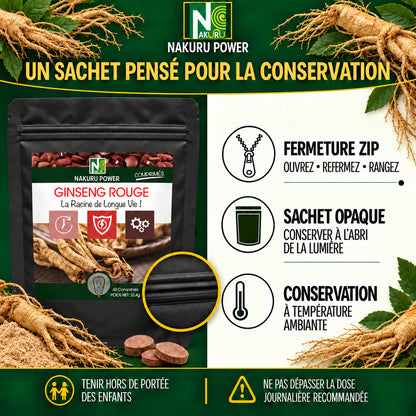 NAKURU Ginseng Rouge — 60 comprimés — Conservation