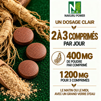 NAKURU Ginseng Rouge — 60 comprimés — Dosage