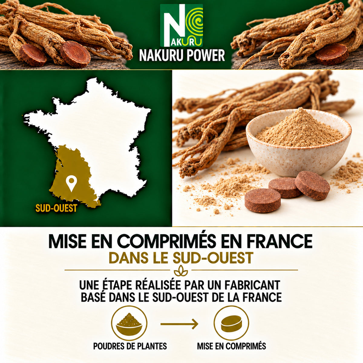 NAKURU Ginseng Rouge — 60 comprimés — Fabrication