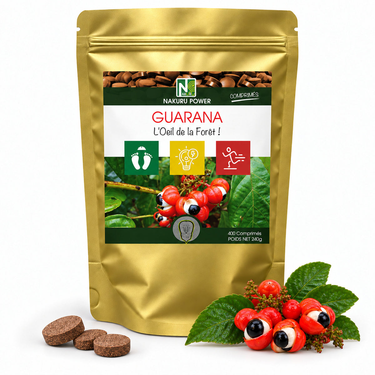 NAKURU Guarana — 400 comprimés — Packshot