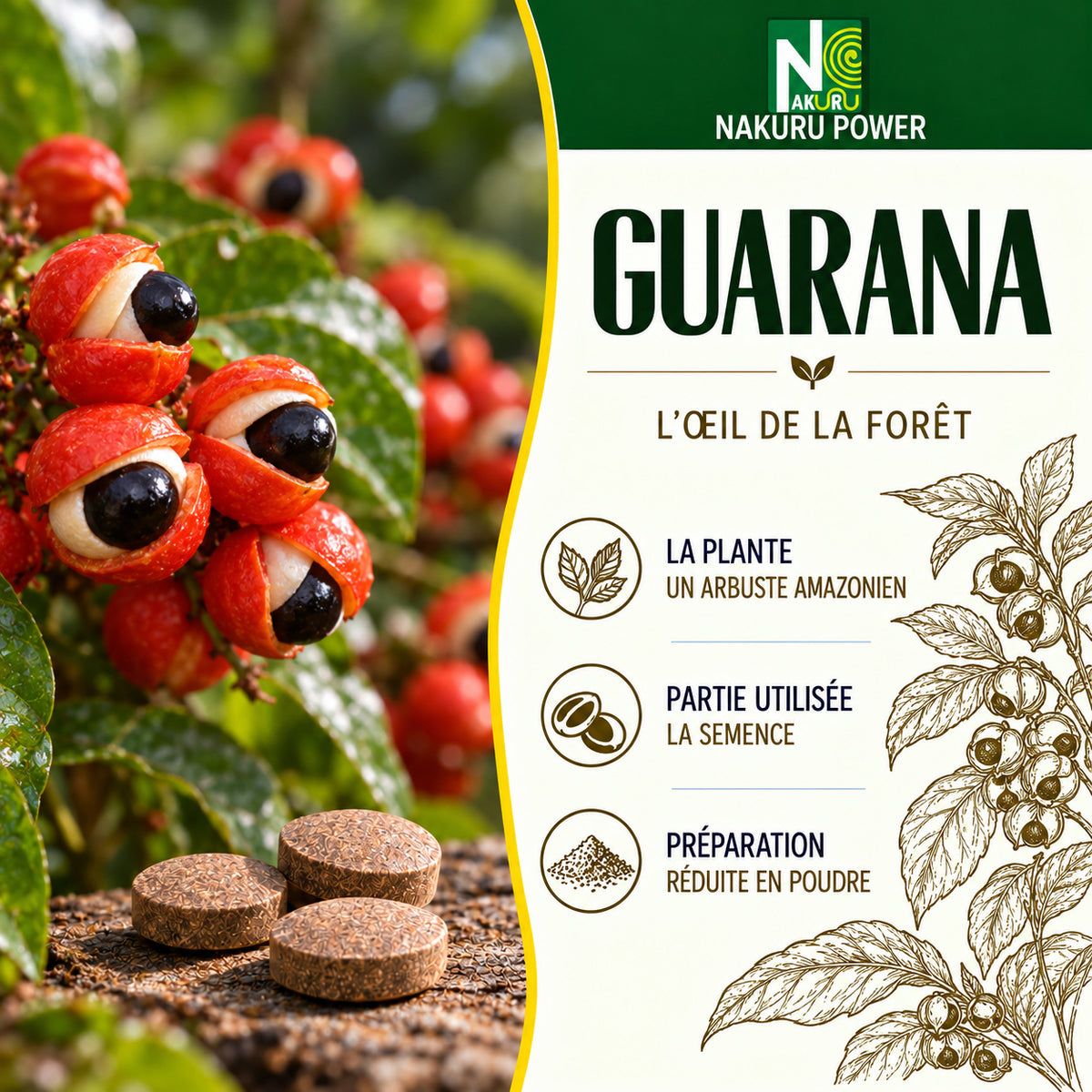 NAKURU Guarana — 400 comprimés — Présentation