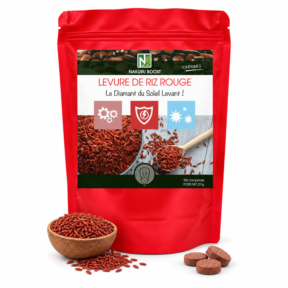 NAKURU Levure de Riz Rouge — 500 comprimés — Packshot