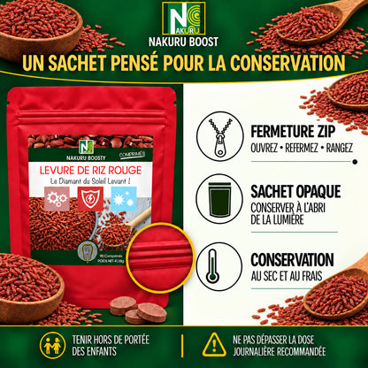 NAKURU Levure de Riz Rouge — 500 comprimés — Conservation