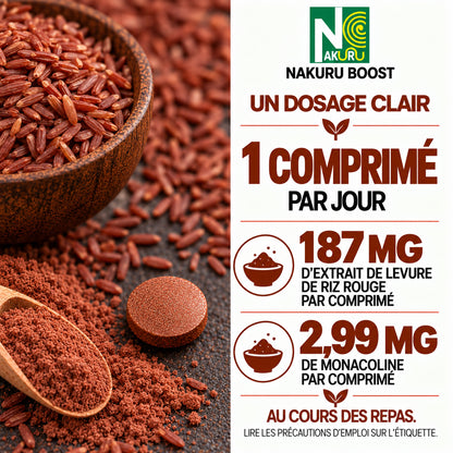 NAKURU Levure de Riz Rouge — 500 comprimés — Dosage