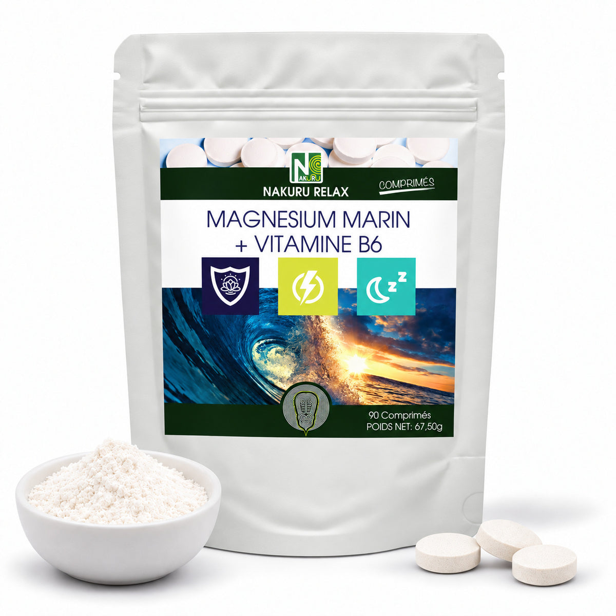 NAKURU Magnésium Marin + Vitamine B6 — 90 comprimés — Packshot