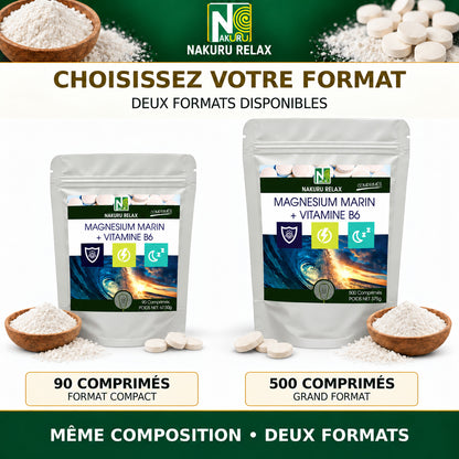 NAKURU Magnésium Marin + Vitamine B6 — 500 comprimés — Comparatif des formats