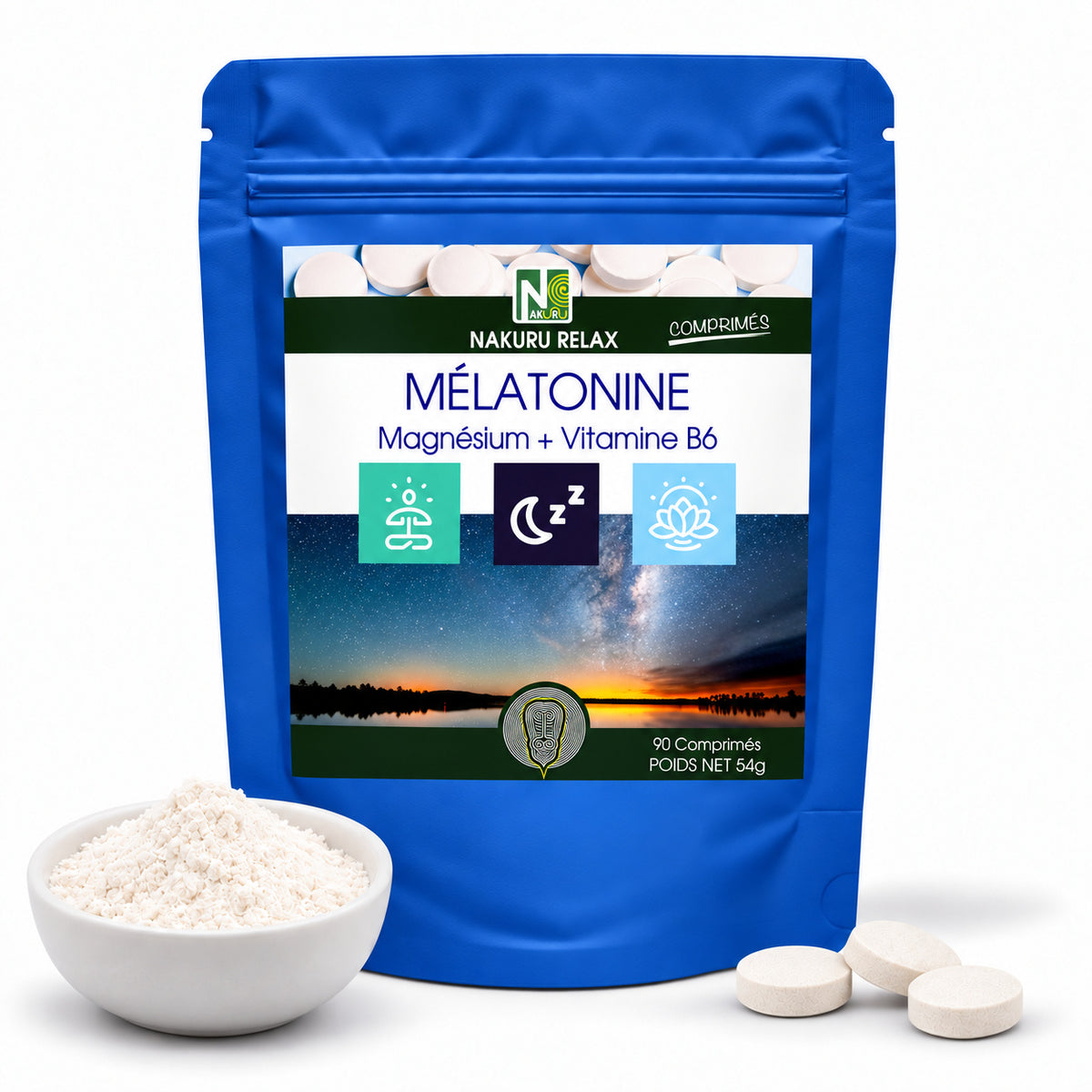 NAKURU Mélatonine Forte 1,8mg — 90 comprimés — Packshot