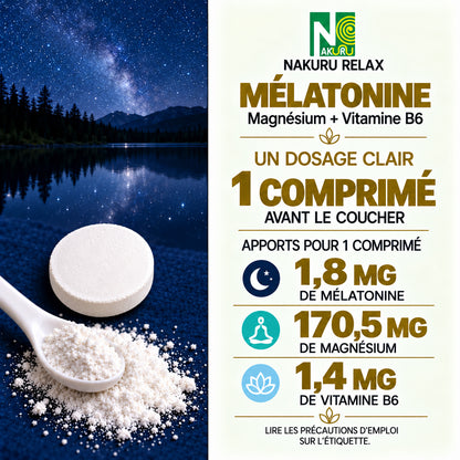 NAKURU Mélatonine Forte 1,8mg — 500 comprimés — Dosage