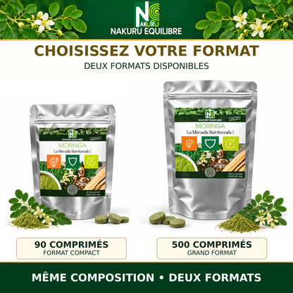 NAKURU Moringa — 500 comprimés — Comparatif des formats