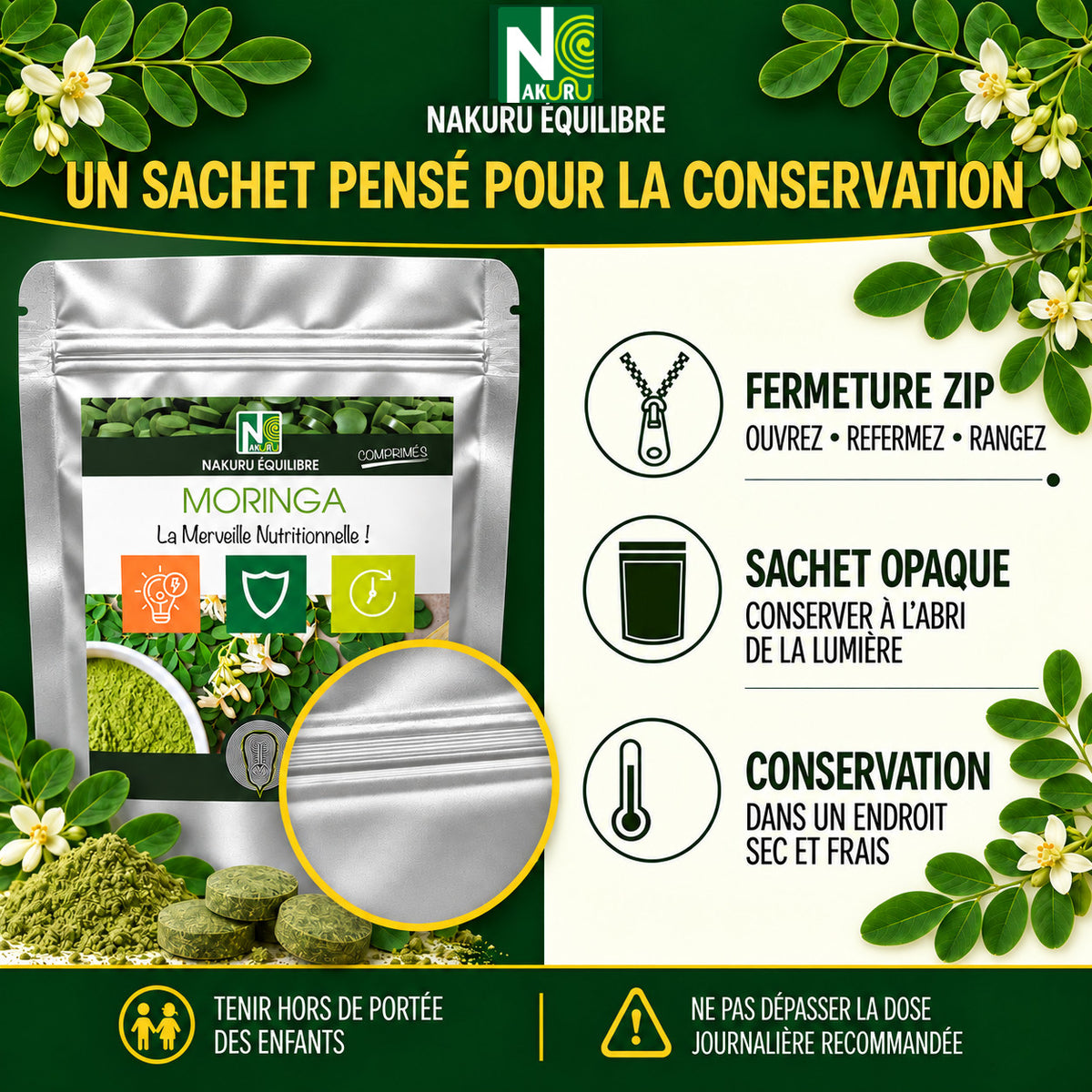 NAKURU Moringa — 500 comprimés — Conservation