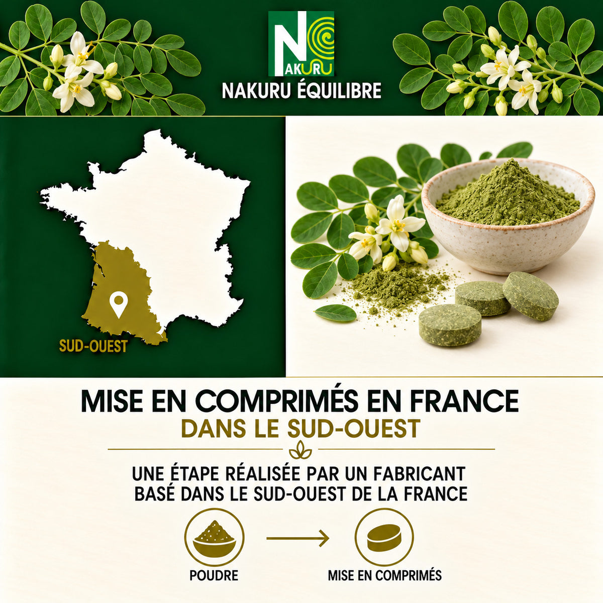 NAKURU Moringa — 500 comprimés — Fabrication