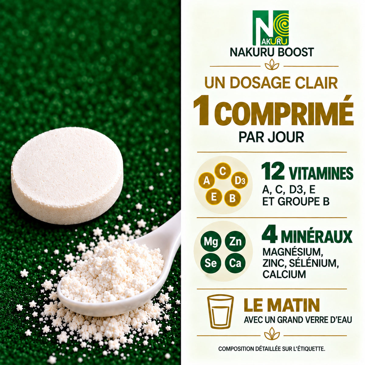 NAKURU Multi Vitamines & Minéraux — 500 comprimés — Dosage