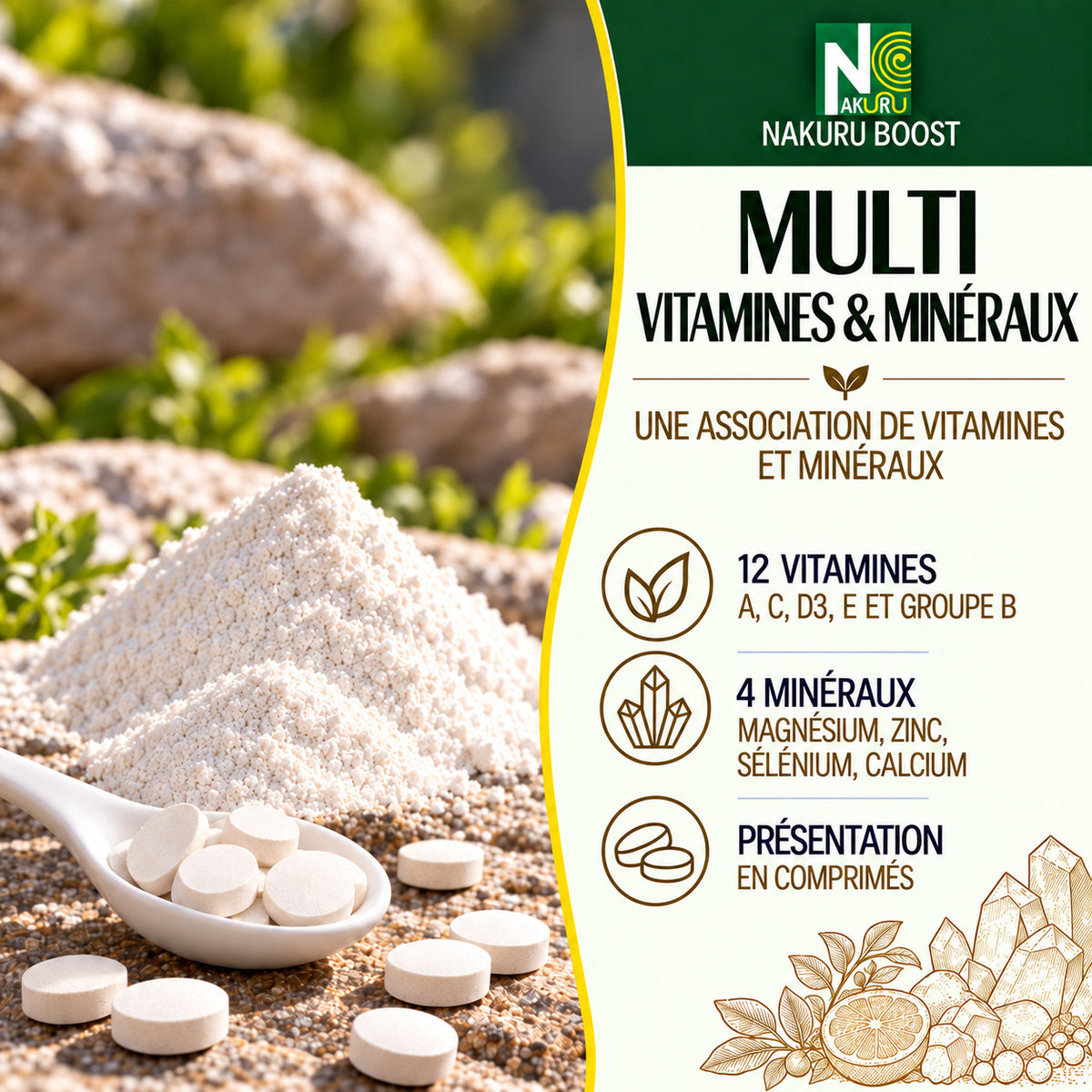 NAKURU Multi Vitamines & Minéraux — 500 comprimés — Présentation