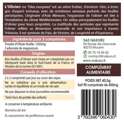 NAKURU Olivier — 90 comprimés — Étiquette dos