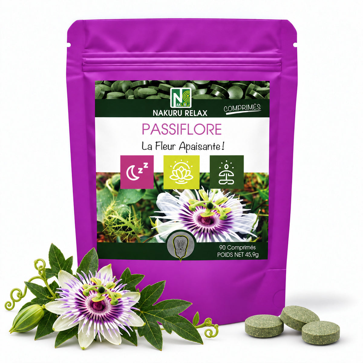 NAKURU Passiflore — 90 comprimés — Packshot