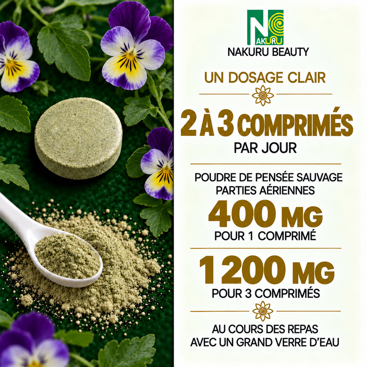 NAKURU Pensée Sauvage — 90 comprimés — Dosage