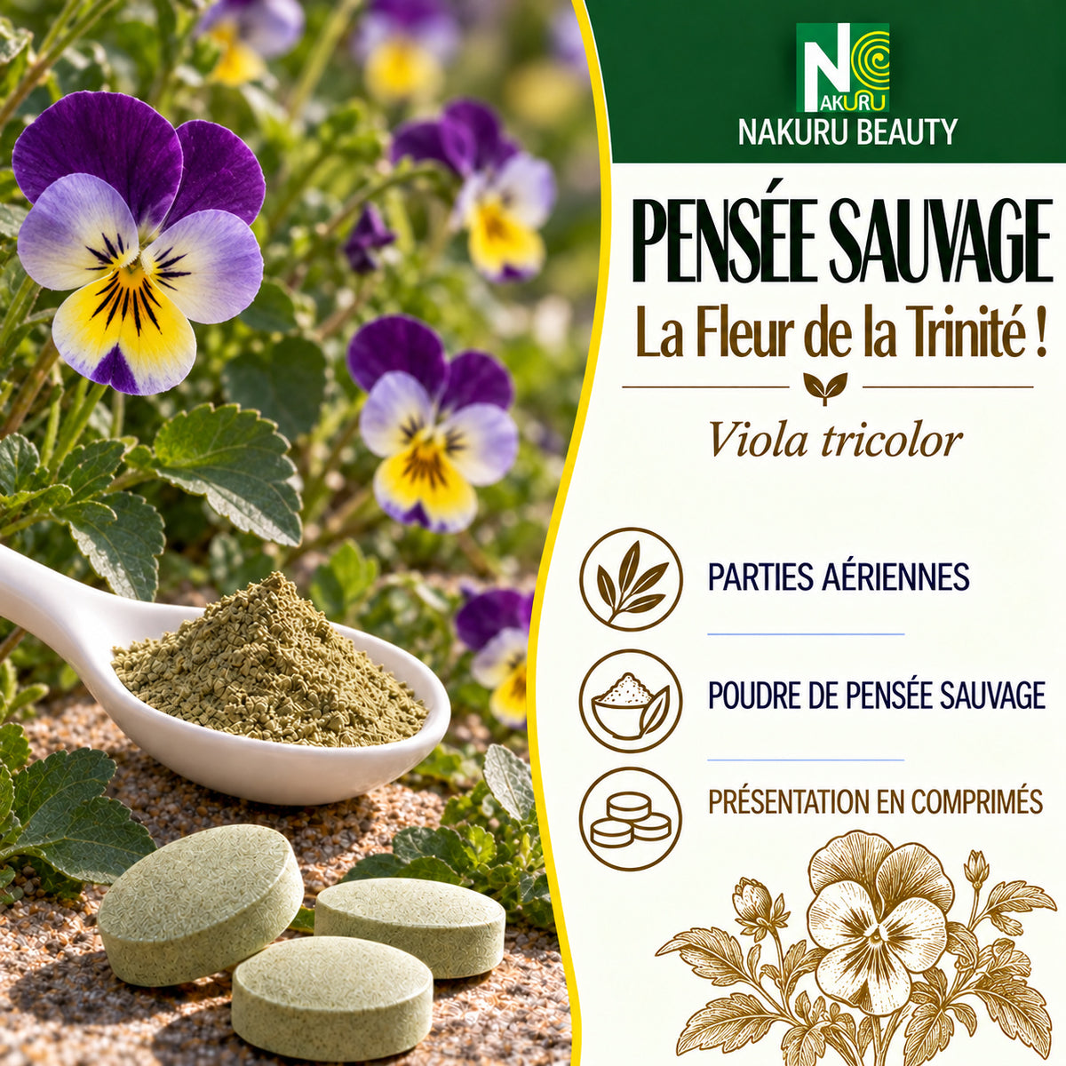 NAKURU Pensée Sauvage — 90 comprimés — Présentation