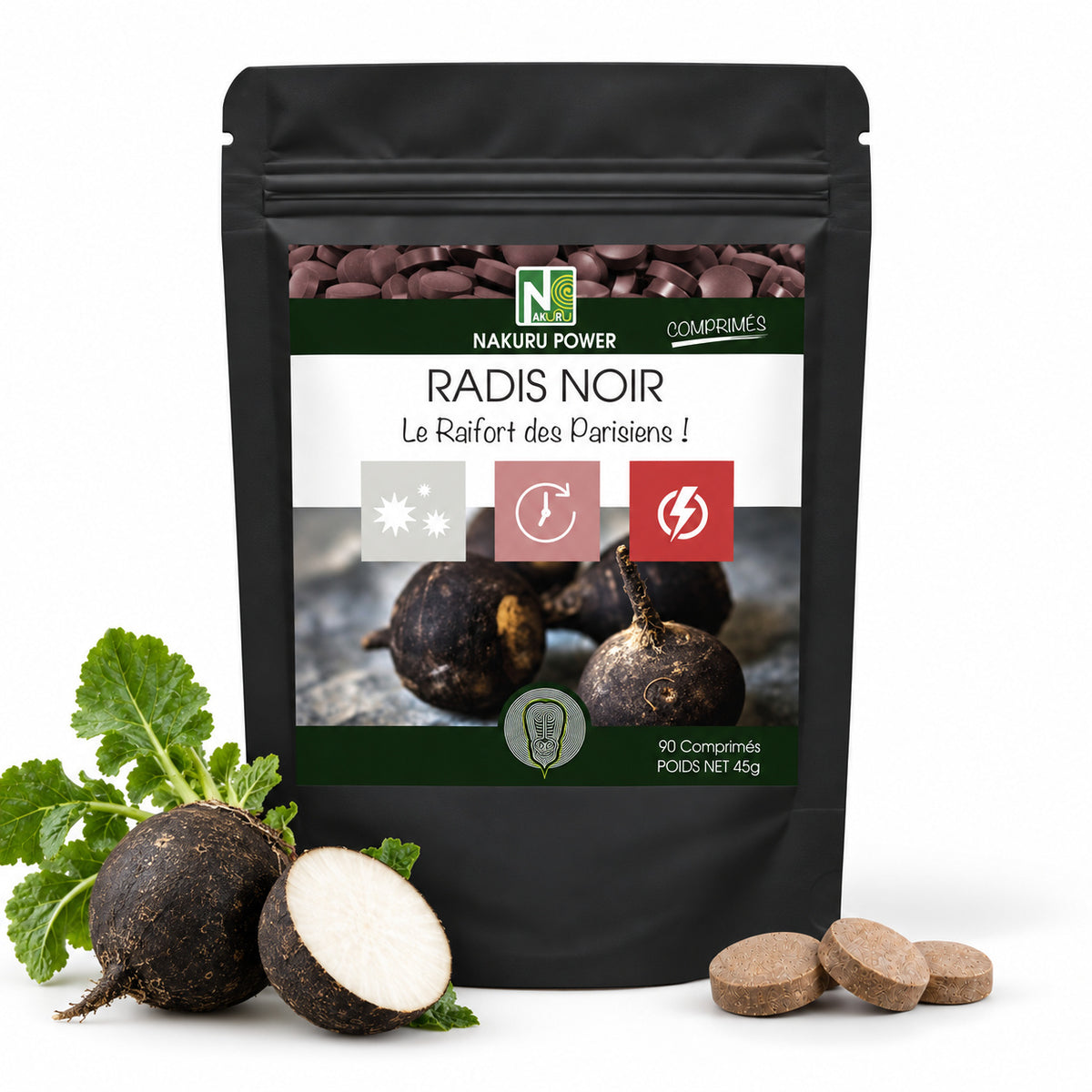 NAKURU Radis Noir — 90 comprimés — Packshot