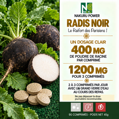 NAKURU Radis Noir — 90 comprimés — Dosage