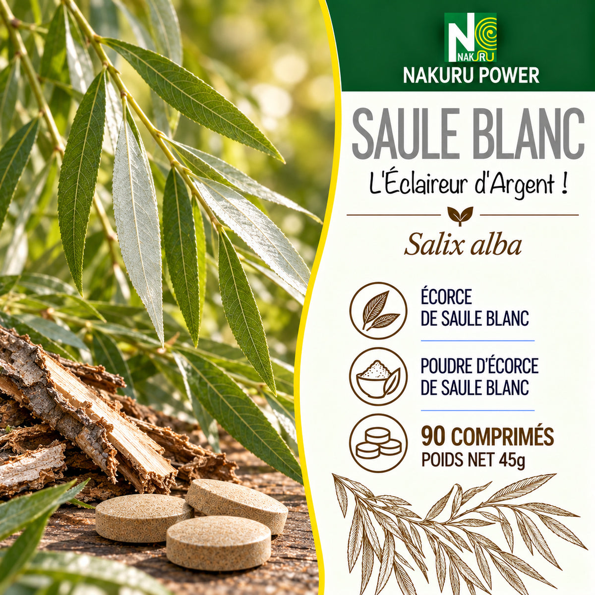 NAKURU Saule Blanc — 90 comprimés — Présentation