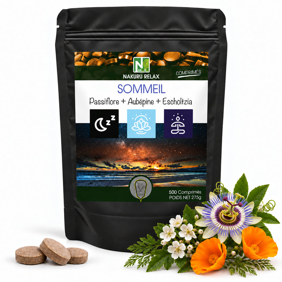 NAKURU Sommeil — 500 comprimés — Packshot