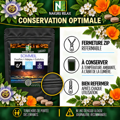 NAKURU Sommeil — 500 comprimés — Conservation