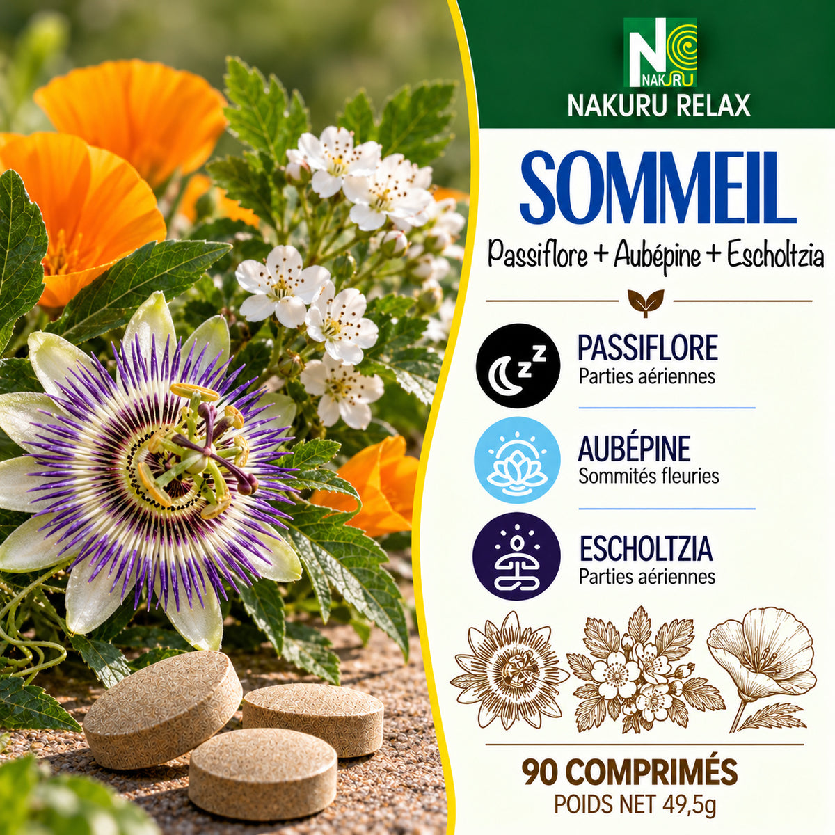 NAKURU Sommeil — 500 comprimés — Présentation
