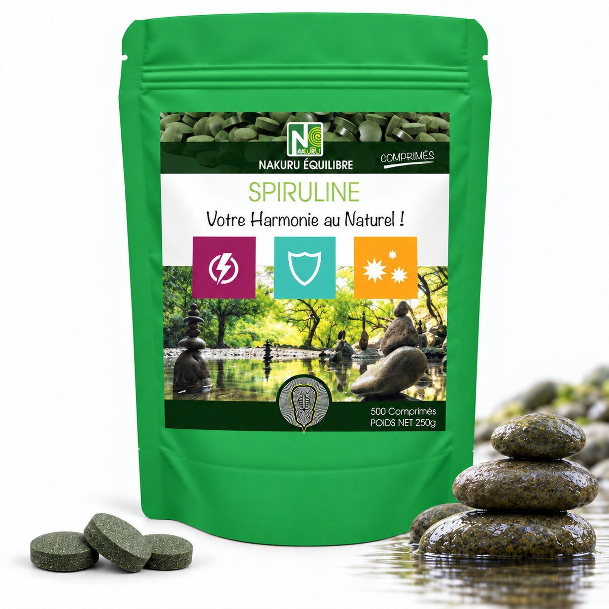 NAKURU Spiruline — 500 comprimés — Packshot