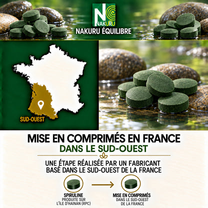 NAKURU Spiruline — 500 comprimés — Fabrication