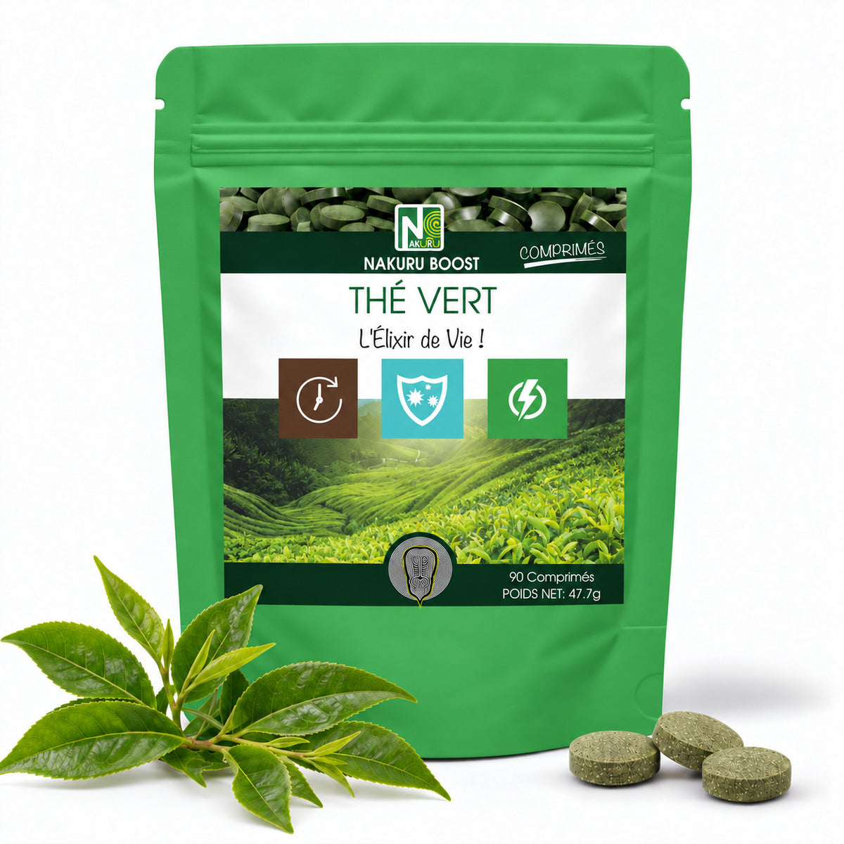 NAKURU Thé Vert — 90 comprimés — Packshot