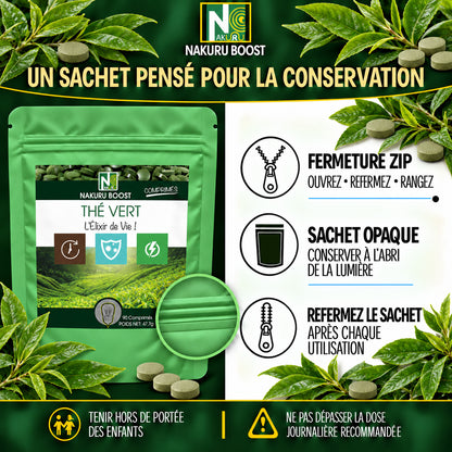 NAKURU Thé Vert — 90 comprimés — Conservation