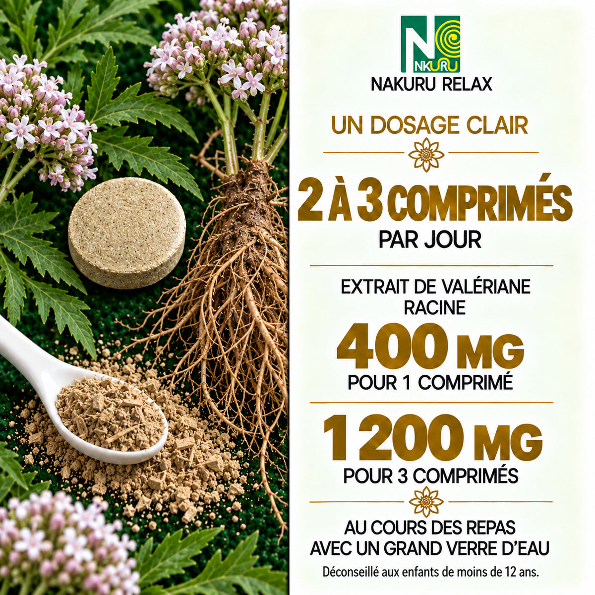 NAKURU Valériane — 500 comprimés — Dosage