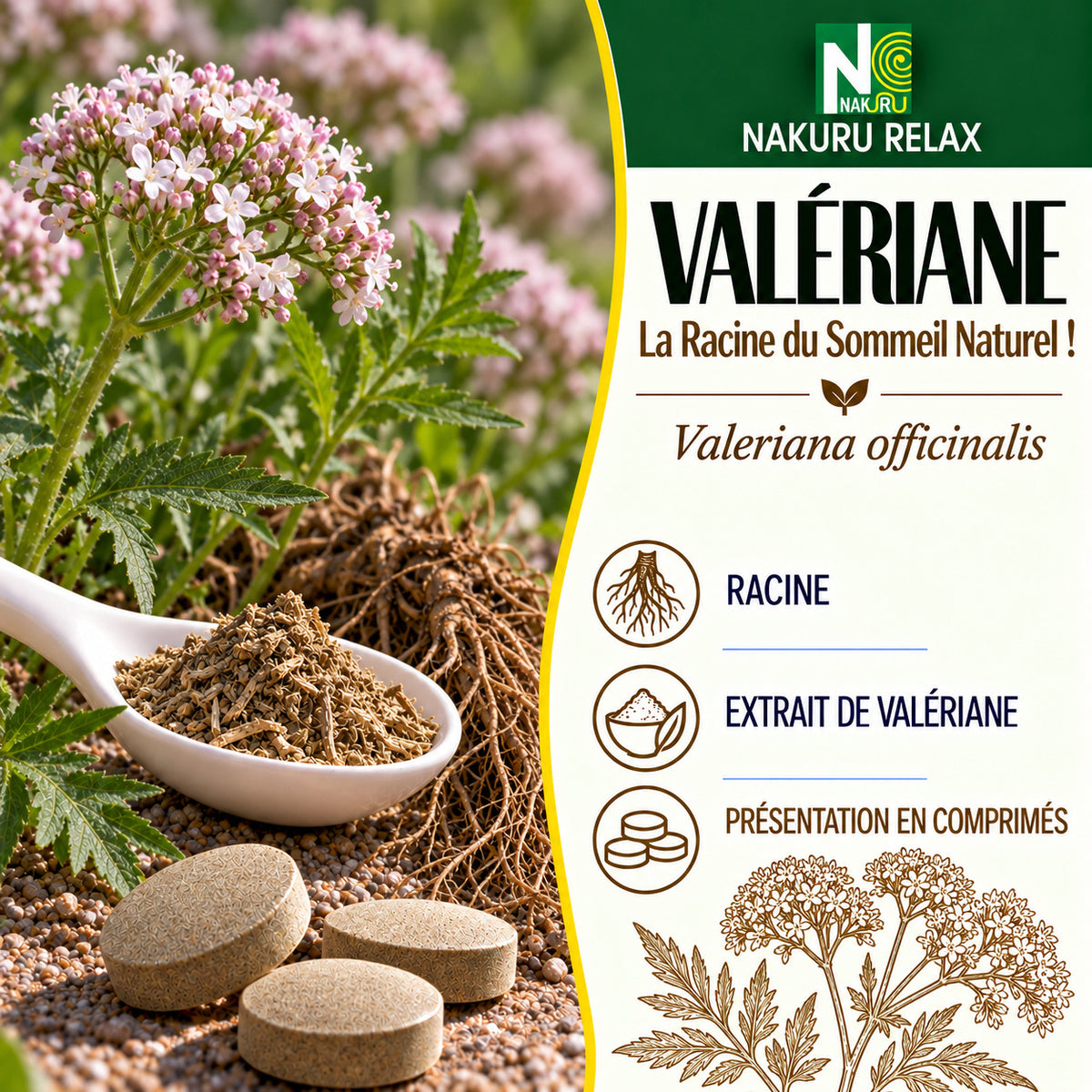 NAKURU Valériane — 500 comprimés — Présentation