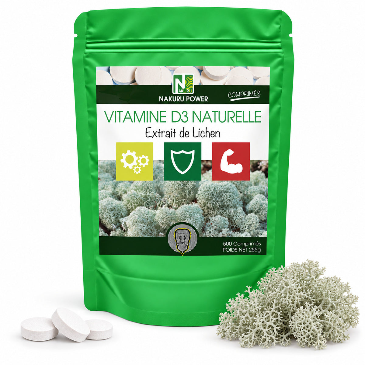 NAKURU Vitamine D3 Naturelle 2000 UI — 500 comprimés — Packshot