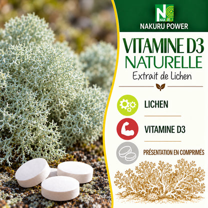 NAKURU Vitamine D3 Naturelle 2000 UI — 500 comprimés — Présentation