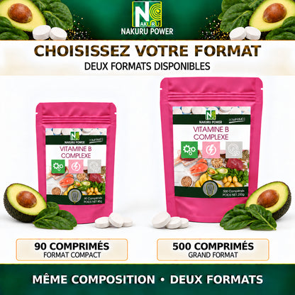 NAKURU Vitamines B Complexe — 500 comprimés — Comparatif des formats