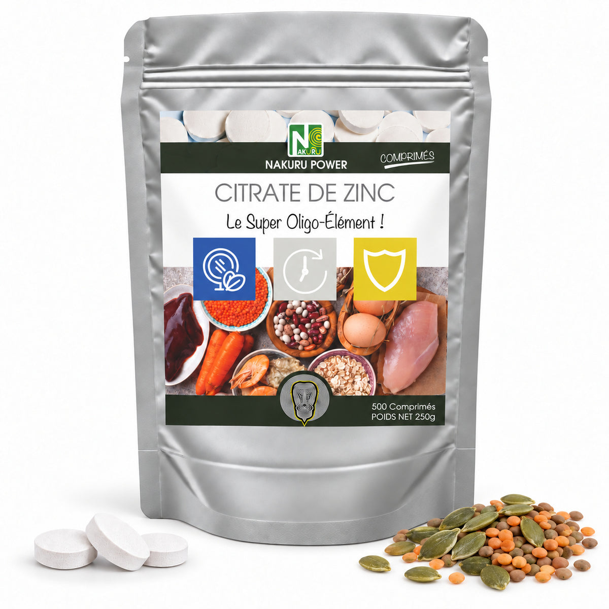NAKURU Citrate de Zinc — 500 comprimés — Packshot