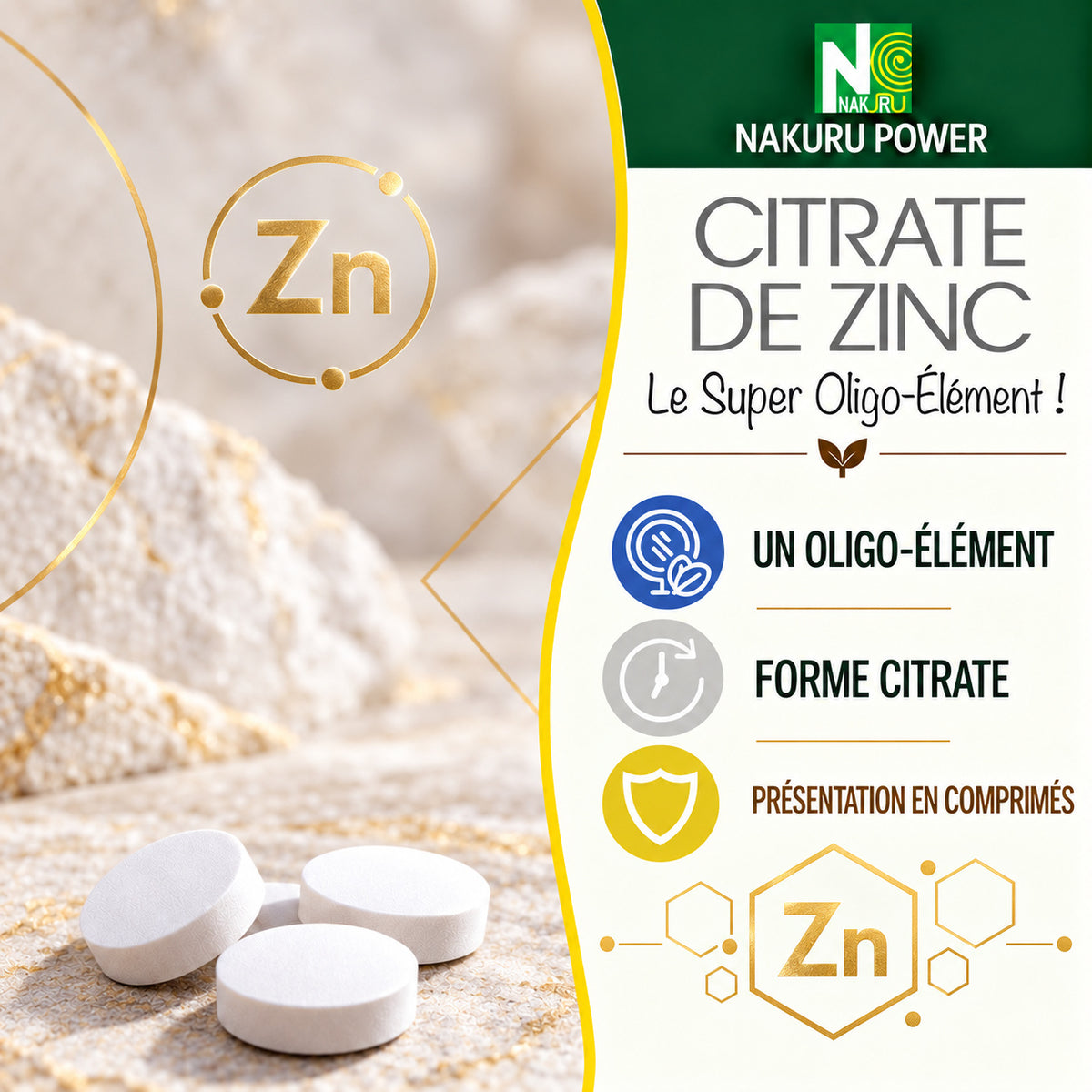 NAKURU Citrate de Zinc — 500 comprimés — Présentation